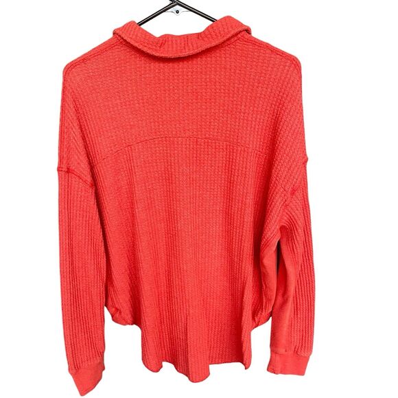 Frye and Co. Waffle Knit Top Womens Medium Button Up High Low Western - Picture 2 of 9